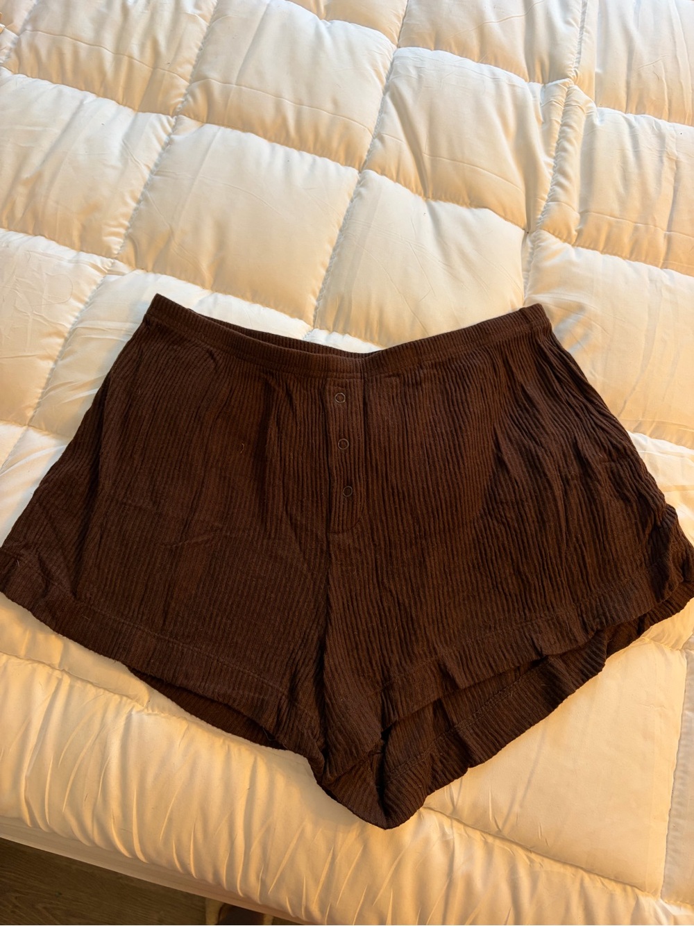 Auden Ribbed Henley Long Sleeve Top & Shorts Pajama Set - Brown - Picture 2 of 5